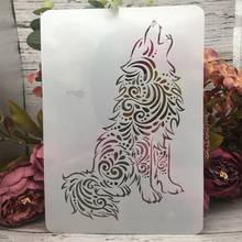 A4 29*21cm Wolf Sit Cry DIY Layering Stencils Painting Scrapbook Coloring Embossing Album Decorative Template 2024 - buy cheap