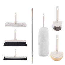 Conjunto de ferramentas de limpeza doméstica, escova de vassoura com cabo longo, limpador plano, mop, escova de limpeza doméstica para cozinha, banheiro 2024 - compre barato