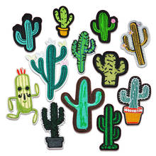 Green Plant Embroidered Iron on Patch Clothes DIY Creative Badges Cactus Patches for Clothing Backpack Cowboy Jacket Stickers 2024 - buy cheap