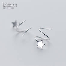 Modian Rotating Design Classic Silver Stars Stud Earrings 925 Sterling Silver Female Cute Female Jewelry Korean Tiny Earring 2024 - buy cheap