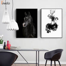 Nordic Black White Horse Wall Art Canvas Painting Abstract Art Decoration Poster Print Wall Picture for Living Room Dinning Room 2024 - buy cheap