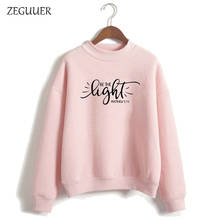 BE THE LIGHT Graphic Hoodies Funny Pink Hoodies Women Harajuku Sweatshirt Christian Clothes Faith Jumper Girl Art Top Streetwear 2024 - buy cheap