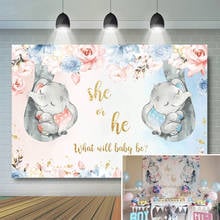 Cute Elephant Gender Reveal Backdrop Boy or Girl Elephant Gender Surprise Party Decor  He or She Baby Shower Floral Banner 2024 - buy cheap