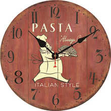 WONZOM-Reloj de pared redondo de estilo moderno para Chef de PASTA, decoración de oficina en casa, reloj de cartón de madera silencioso, envío directo 2024 - compra barato