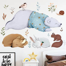 Polar Bear Rabbit Squirrel Animals Wall Stickers Bedroom Kids Baby room Background Removable Wall Decals Art Murals Home Decor 2024 - buy cheap