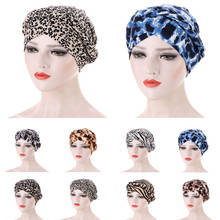 Bohemia Printed Leopard Turban Cap Braid Muslim Head Turbans for Women Headscarf Bonnet Islamic Inner Hijabs Caps Head Wrap Arab 2024 - buy cheap