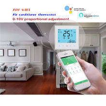 Termostato de ar condicionado wi-fi com ajuste proporcional de válvula 0-10v, termostato de bobina de ventilador 2p, válvula de 24v ac 95-240vac opcional 2024 - compre barato