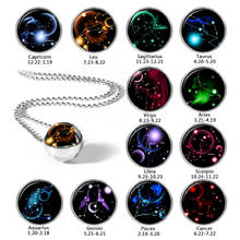 2019 Fashion Astrological Pendant Necklace Charm Galaxy Necklace Women Men Double Sided Glass Ball Ancient Bronze Chain Jewelry 2024 - buy cheap