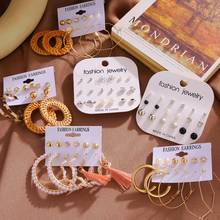 EN Vintage Charm Pearl Crystal Stud Earrings For Woman Girls Boho Fashion Jewelry Earrings Accessories New 2021 Bohemian Gifts 2024 - buy cheap