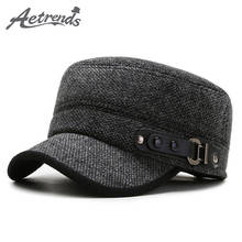 [AETRENDS] Winter Flat Top Dad Hat with Ear Flaps Warm Military Hats Army Cap Z-10058 2024 - buy cheap