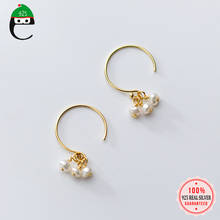 ElfoPlataSi 100% 925 Real Sterling Silver Fashion Gold  Pearls Dangle Earring For Women Friend Fine Jewelry Gift ED109 2024 - buy cheap