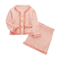 Conjuntos + saias de algodão para crianças, roupas de festa para crianças de 2 a 7 anos, cardigã de princesa com malha em estilo coreano, outono, 2019 2024 - compre barato