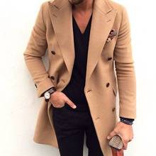 Khaki Tweed Long Jacket Classic Winter Warm Men Suits Coat New Design Slim Fit Tweed Blazer Casual Business Suit Jacket Only 2024 - buy cheap