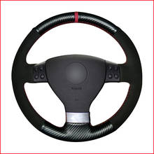 Capa de volante em fibra de carbono para volkswagen, preta, pu, fibra de carbono, para volkswagen golf 5 mk5, vw passat b6 jetta 5 mk5 tiguan 2005-2011 2024 - compre barato