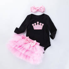 Baby Girl Clothing Sets Black Romper Girls Pettiskirt Set  Princess Tutu Skirt Headband  Newborn Bodysuit 2024 - buy cheap