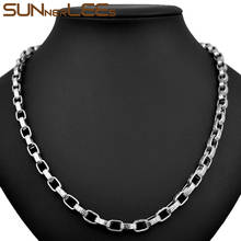 SUNNERLEES Stainless Steel Necklace 6mm Geometric Lines Box Link Chain Silver Color Gold Plated Men Women Jewelry Gift SC193 2024 - buy cheap
