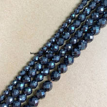 Natural Stone Faceted Black Hematite Round Loose Beads 8 10MM 15" Strand Pick Size For Jewelry Making DIY 2024 - buy cheap