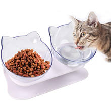 Double Cat Bowls Anti Skid Tilting Neck Protective Cat Food Water Bowls Cat Bowls with Stand Pet Bowls for Cats and Small Dogs 2024 - buy cheap