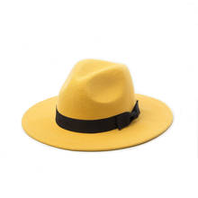 Классическая черная шляпа с бантом 100% шерстяной джазовый Fedora шляпы для женщин женские вечерние шляпы Панама мягкая мужская фетровая шляпа 2024 - купить недорого