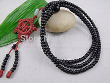 Collar de rueda de madera, cuentas de oración de madera negra tibetana budista 216 2024 - compra barato