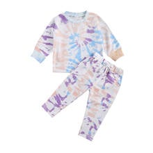 OPPERIAYA Baby Boys and Girls Tie-dyed Clothes autumn Set 2-piece Children Warm Clothing Long Sleeve Crew Neck Tops Pants Suits 2024 - buy cheap