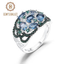 GEM'S BALLET Настоящее 925 пробы серебряные Необычные кольца с драгоценным камнем для женщин 2.00Ct натуральный Лондон Голубой топаз Арт Деко кольцо хорошее ювелирное изделие 2022 - купить недорого