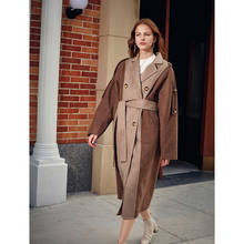 Шерстяное пальто AEL женское, двойное, модное, в стиле пэчворк 2024 - купить недорого