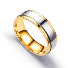 Anéis dourados de aço titânio 4/6mm, para mulheres e homens anéis de aço inoxidável, par de anéis, joias de mão, presente de natal 2024 - compre barato