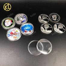 1pc KL Merry Christmas Santa Claus and Deer Silver Plated Metal Challenge Coin for happy new year value Festival Gift 2024 - buy cheap