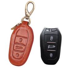 Genuine Leather Car Remote Key Fob Shell Cover Case For Peugeot 208 308 508 3008 5008 for Citroen C4 Picasso DS3 DS4 DS5 DS6 2024 - buy cheap