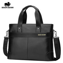 BISON DENIM Cowhide Briefcase Business Travel Bag Male Computer Laptop Handbag Casual Shoulder Crossbody Bag Messenger N2195-1 2024 - buy cheap