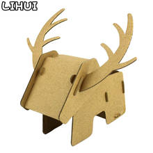 DIY Cute Elk Cardboard 3D Puzzle Jigsaw Handmade Assembly Fawn Storage Box Model Kids Puzzle Educational Toys for Children Gifts 2024 - buy cheap