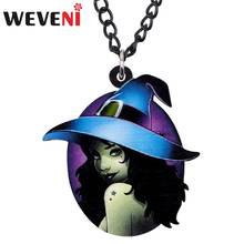 WEVENI-collar de bruja misteriosa de acrílico para Halloween, cadena larga, disfraces de Festival, joyería para mujeres, niñas, adolescentes, niños, regalo de fiesta de moda 2024 - compra barato