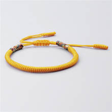 Pulseira de fio de nylon amarela, pulseira budista tibetana, corda trançada, nós, pulseiras, berloque de oração 2024 - compre barato