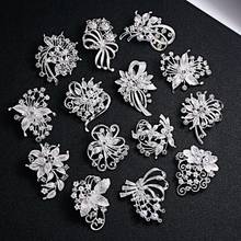 RINHOO  Small Rhinestone Flower Simulated Pearl Leaf Brooches for Women Brooch Pins Wedding Jewelry Accessories 2024 - buy cheap