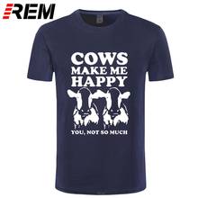 REM COWS MAKE ME Футболка мужская летняя футболка с круглым вырезом взрослая футболка Подростковая футболка с коротким рукавом 2024 - купить недорого