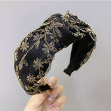 Gold Flower Headband Lace for Women Korean Hair Ornament Top Knot Hairband Adults Headwear Hairband Headband Wide Face Wash Hoop 2024 - buy cheap