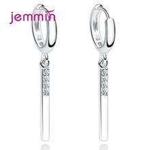 New Design Geometric Hoop Earring for Women Genuine 925 Sterling Silver Fashion Simple Long Earring Fine Jewelry Bijoux 2024 - buy cheap