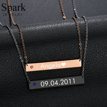 Spark Custom Engraving Name Date Bar Necklaces Personalized Stainless Steel Nameplate ID Tag For Couples Valentine's Day Gift 2024 - buy cheap