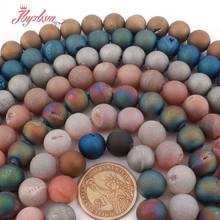 12mm Round Metallic Coated Druzy Agates Natural Stone Beads For DIY Necklace Bracelet Jewelry Making Spacer 15" Free Shipping 2024 - buy cheap