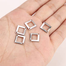 20pcs/lot Silver Tone Double Hole Stainless Steel Square Pendants Charms Connector for DIY Jewelry Making Findings Top Qaulity 2024 - buy cheap