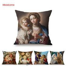 Christian Home Decorative Pillow Case Holy Family Mary Jesus Joseph Oil Painting Bible Story Cotton Linen Chair Cushion Cover 2024 - buy cheap