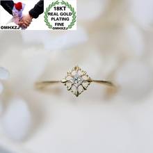 OMHXZJ Jewelry Wholesale RR1143 European Fashion Fine Woman Girl Party Birthday Wedding Gift Square AAA Zircon 18KT Gold Ring 2024 - buy cheap