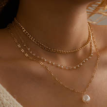 Docona-collar bohemio con colgante de perlas para mujer, joyería de fiesta con cuentas de semillas blancas, multicapa, 15206 2024 - compra barato