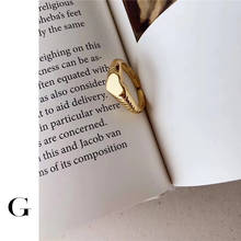 Anel 925 feito à mão em prata esterlina texturizada de coração aberto minimalista anel ajustável anel de declaração atacado 2024 - compre barato