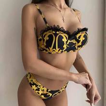 Sexy Swimwear Yellow Push Up Bikinis Set Female Beach Pool Swimsuit WIth Bra Cup Swimming Bathing Suit Women Girl Bather 2024 - buy cheap