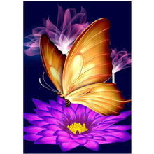 Redondo cheio de diamante 5d paisagem pintura diamante borboleta flor diy kit bordado diamante decoração para casa ornamento mosaico 2024 - compre barato
