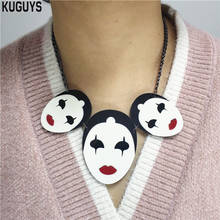 KUGUYS-collar con colgante de payaso Joker para mujer, cadena negra acrílica, joyería de moda, accesorios de Halloween 2024 - compra barato