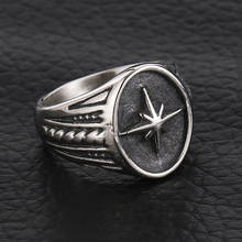 Vintage Polaris Star Signet Ring Fashion Men Women Stainless Steel Couple Rings Punk Biker Jewelry Wholesale 2024 - buy cheap