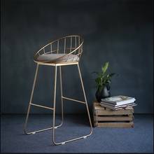 High gold bar stool wrought iron bar stool chair simple dining chair modern Nordic iron leisure chair bar chair 2024 - buy cheap